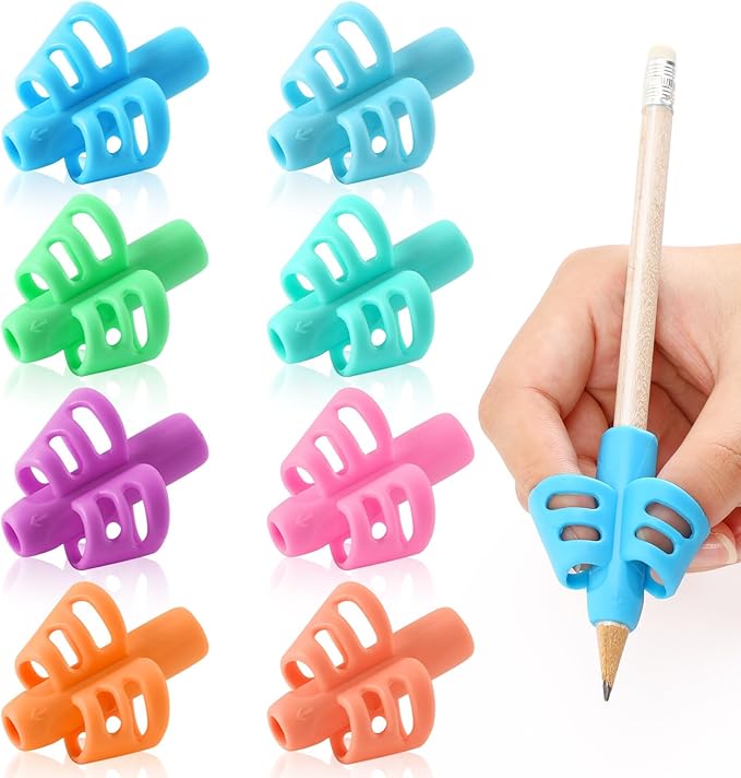 SANNIX 8 Pack Pencil Kids Grips for Kids Handwriting, Grip Posture Correction Training Pen Writing Aid Tool for Kids Preschools Children Adults Students Elementary Teaching Tools