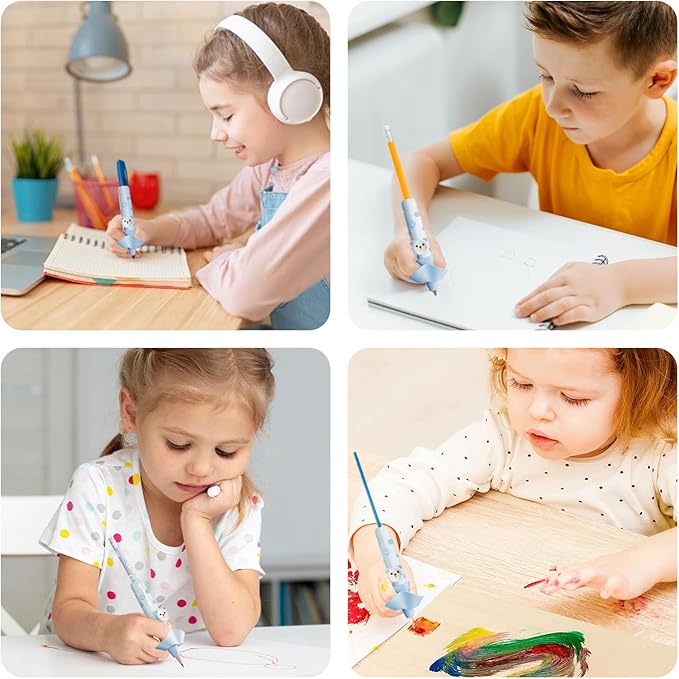 Pencil Grips for Kids Smart Pressure‑Controlled Writing Pencil Holder Gripper Posture Correction & Ergonomic Writing Tools Preschool Kindergarten Classroom & Homeschool Supplies (Blue)