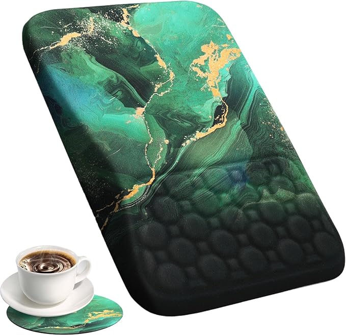 Ospelelf Mouse Pad with Wrist Rest Ergonomic Computer Comfortable Pain Relief Elevated Mousepad Wrist Support Green Gold