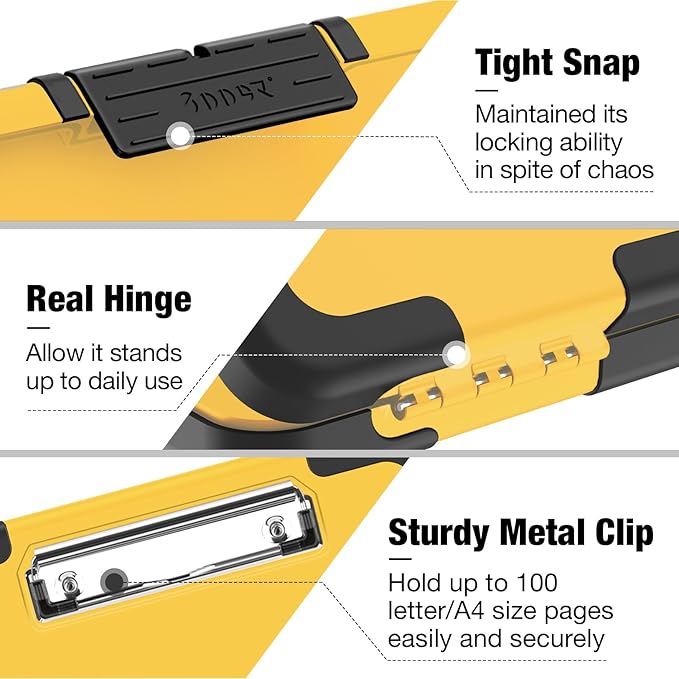 Sooez Toughest Clipboard with Storage, Internal Pen Pouch Included, Letter/ A4 Size, Shockproof Heavy Duty Plastic Clip Boards 8.5x11”, High Capacity Clipboards Box Case for Contractor Trucker Driver