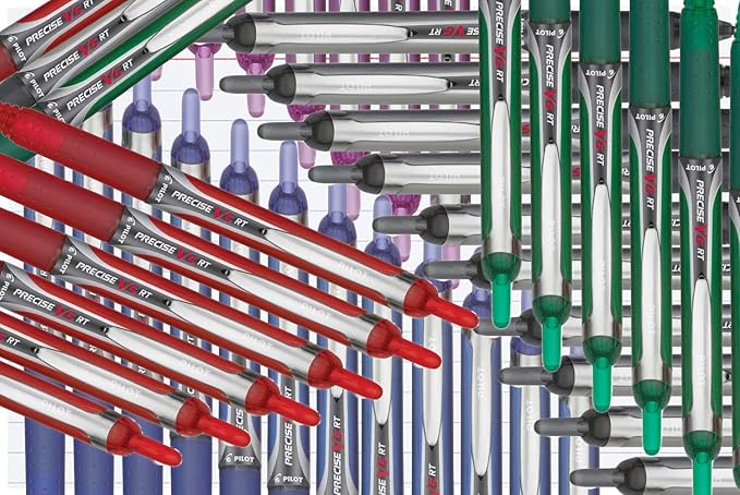 Precise V5 RT Retractable Rolling Ball Pens, Extra Fine Point (.5mm), Purple Ink, 3-pk; Premium Comfort Grip, Bundle with Plastic Reusable Pouch