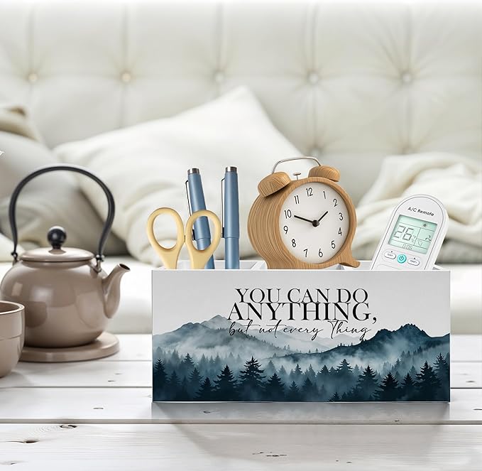 Mountains Forest Inspirational Pencil Pen Holder for Desk, You Can do Anything But Not Everything Wooden Pencil Holder Organizer for Home Office Desk Accessories, Encouragement Gifts