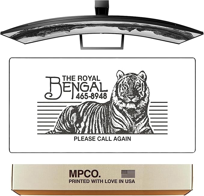 MPCO. OZGMX Large Gaming Desk Pad - 36" x 17" Aeroglyde Fabric Royal Bengal White Desk Mats - Non-Slip, Washable, Smooth Glide for Precision Gaming & Work