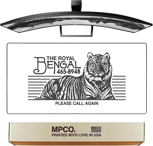 MPCO. OZGMX Large Gaming Desk Pad - 36" x 17" Aeroglyde Fabric Royal Bengal White Desk Mats - Non-Slip, Washable, Smooth Glide for Precision Gaming & Work