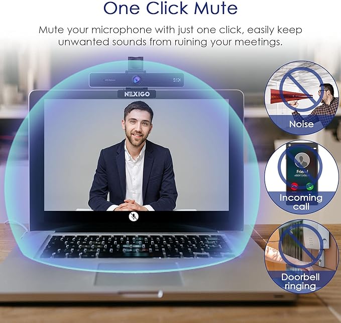 Zoom Certified, NexiGo N950P (Gen 2) 4K Zoomable Webcam, RF Remote, Sony_Starvis Sensor, 5X Digital Zoom, Pro Web Camera with Dual Stereo Mics, for Zoom Skype Teams Twitch