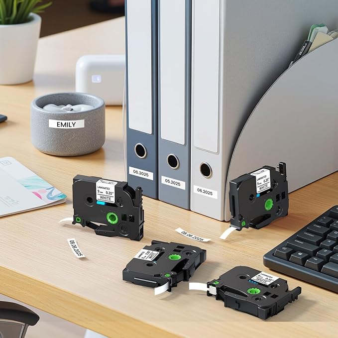 Labelife TZe-221 Label Maker Tape 9mm Compatible with Brother P Touch Label TZe TZ Tape 9mm 0.35 Laminated White 3/8 Inch TZe221 for Brother Ptouch PT D210 PTD220 PT-D200 PT-H110 PTD400,5-Pack