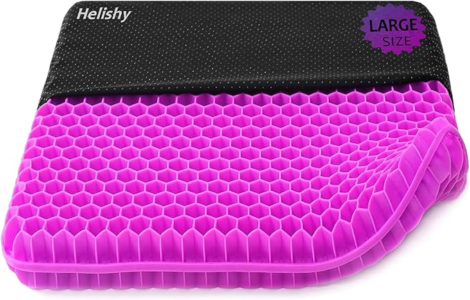 Extra Large Gel Seat Cushion, 17x17inch Double Thick Egg Gel Cushion for Pressure Pain Relief, Breathable Wheelchair Cushion Chair Pads for Car Seat Office Chair (Violet)