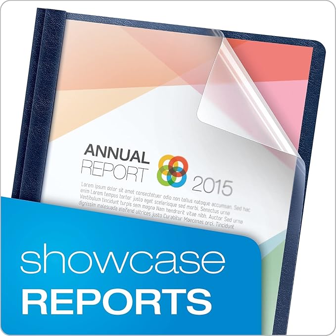 Oxford Premium Clear Front Report Cover, Letter Size, Dark Blue, 25 per box (58802EE)