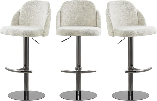 CHITA Adjustable Bar Stools Set of 3, Swivel Counter Height Stools with Stainless Steel Base for Bar, Kitchen Island, Dining Room, Sleek Black