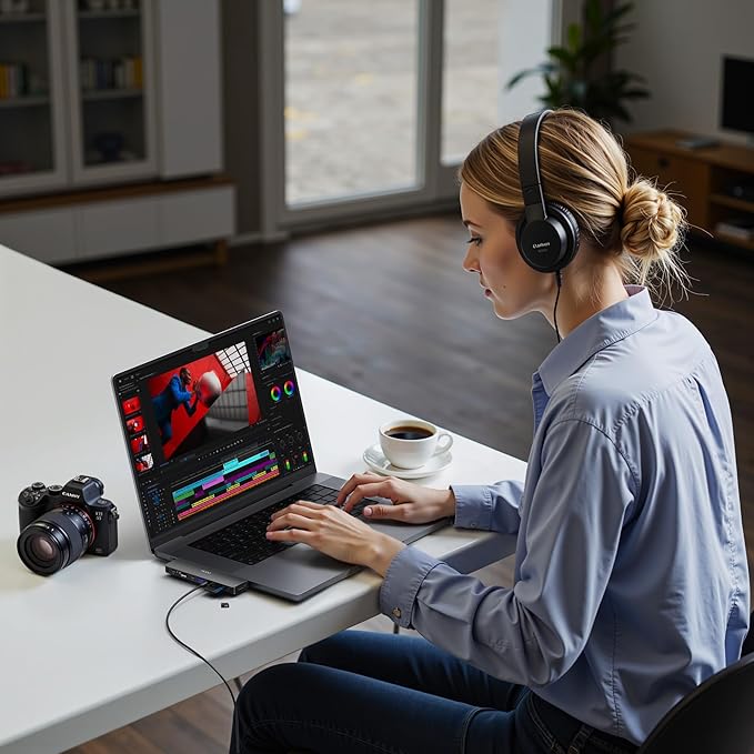 USB C Adapter HDMI Hub for MacBook Pro Air 2025-2018 M1 M2 M3 M4, Mac USB Adapter 8 in 2, MacBook USB C Hub with HDMI, Thunderbolt 3, 10G USB C USB A Data Ports, SD TF Card Reader, Audio, Black