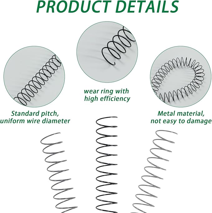 RAYSON 9.5mm Wire Coil Binding Spiral, 3:1 Pitch, 3/8" Metal Spiral Binding Coil, Black Color & Pack of 100