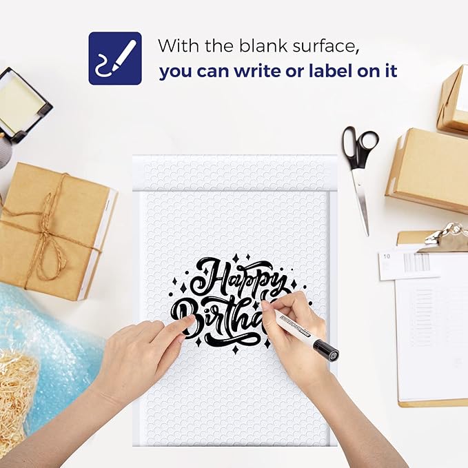 Fuxury 250 Pack White Bubble Mailers 10.5x16 Inch, Self Seal Padded Envelopes Waterproof Mailing Envelopes, Cushioning Padded Mailers, Bubble Bags for Packaging, Small Business Large #5