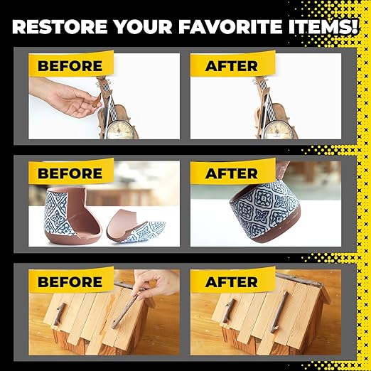 Super Glue Gel 6x3g CA Glue, Clear Cyanoacrylate Adhesive Single Use for Shoe Sole Repair Ceramic Plastic Model Metal Wood Aquarium Leather Pottery Glass, Food Safe Strong and Instant Bonding