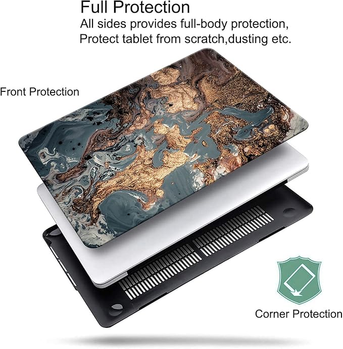 KEROM Compatible with MacBook Pro 16 inch Case 2024-2021 M4 M3 M2 M1 Pro/Max Chip A3403 A3186 A2991 A2780 A2485, Protective Plastic Hard Shell Case & Keyboard Cover, Has Logo Cutout, Gold Marble