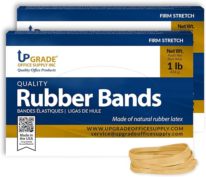 Upgrade Office Supply UPG22564PK2 Rubber Bands, Size 64 (3-1/2 x 1/4), 640 Bands, 1 lb 2-Box, USA