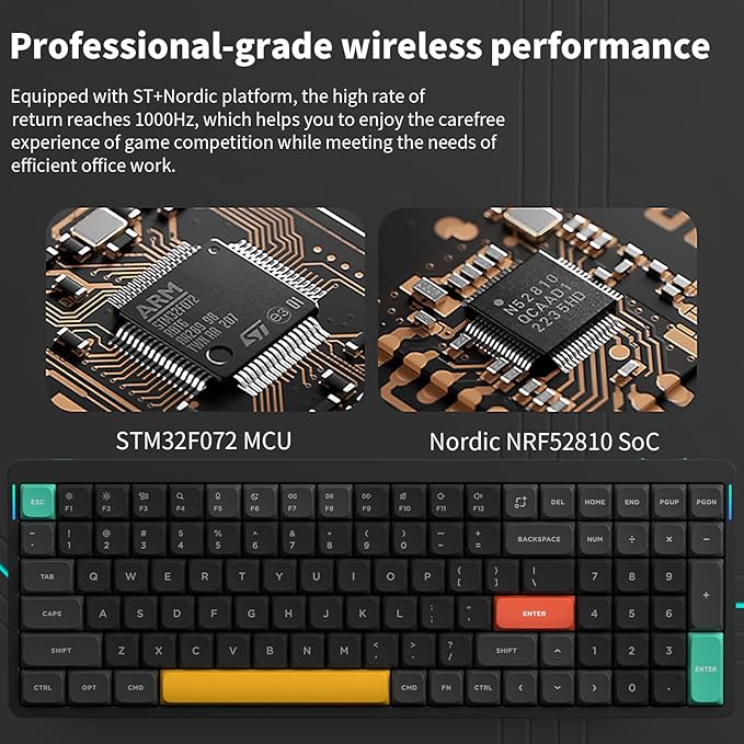 nuphy Air96 V2 Wireless Mechanical Keyboard,100 Keys RGB Backlit Keyboard,Supports Bluetooth 5.1,2.4G and Wired Connection,for PC/Laptop/Windows/Mac -Black Gateron Cowberry Switch