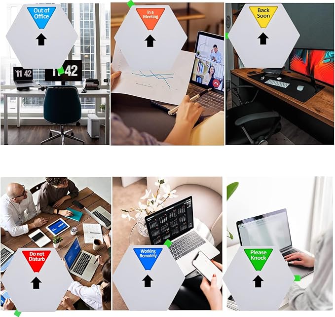 Kichwit Privacy Sign for Office Door, Do Not Disturb Sign, Please Knock, In a Meeting, Working Remotely, Out of Office, Back Soon, 5 Inch, Silver