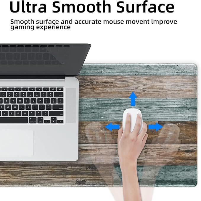 Galdas Gaming Mouse Pad Vintage Wood Grain Pattern XXL XL Large Mouse Pad Mat Long Extended Mousepad Desk Pad Non-Slip Rubber Mice Pads Stitched Edges Thin Pad (31.5x11.8x0.12Inch)