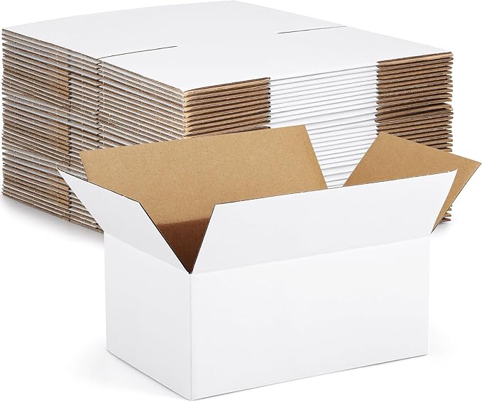 Eupako 9x6x4-Small-Shipping-Boxes-30-Pack-White-Corrugated-Box-Mailers, Cardboard Boxes for Packaging Small Business, Mailing