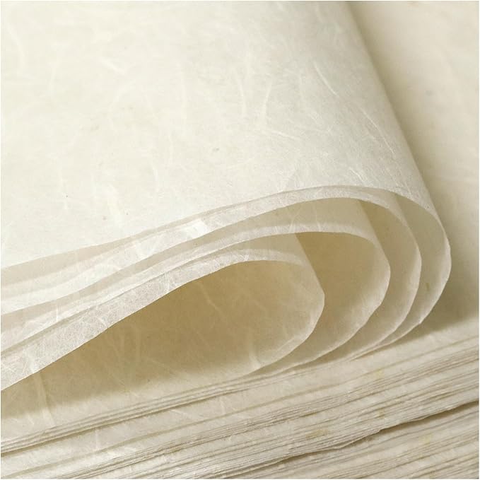 50/100 Sheets FIVEIZERO A4 Mulberry Paper Sheets Natural Fiber Rice Papers,8.3x11.7in Natural Decoupage Tissue Paper for Writing Painting, Decorative &Card Making Papers DIY Craft