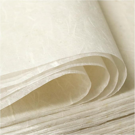 50/100 Sheets FIVEIZERO A4 Mulberry Paper Sheets Natural Fiber Rice Papers,8.3x11.7in Natural Decoupage Tissue Paper for Writing Painting, Decorative &Card Making Papers DIY Craft