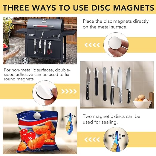 LOVIMAG Neodymium Magnets Strong, Rare Earth Magnets Heavy Duty with Double-Sided Adhesive for Fridge, Craft, Whiteboard and Office - 1.26 inch x 1/8 inch, Pack of 6 (3 Black, 3 Silver)