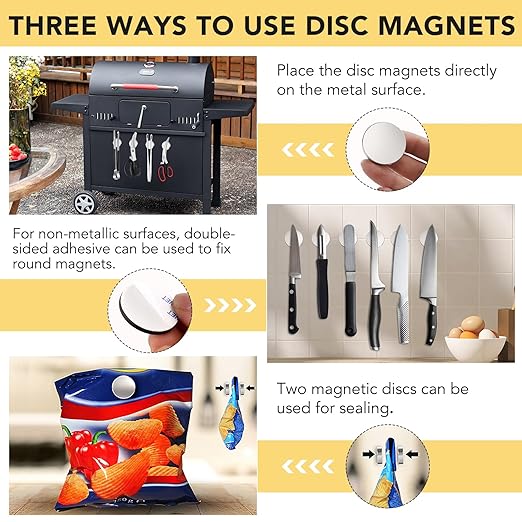 LOVIMAG Strong Magnets, Super Strong Round Magnets, 16Pack Magnet for Fridge, Magnet with Adhesive Backing for Office, Science,Whiteboard, DIY-1.26 inch x 1/8 inch (8 Black, 8 Silver)