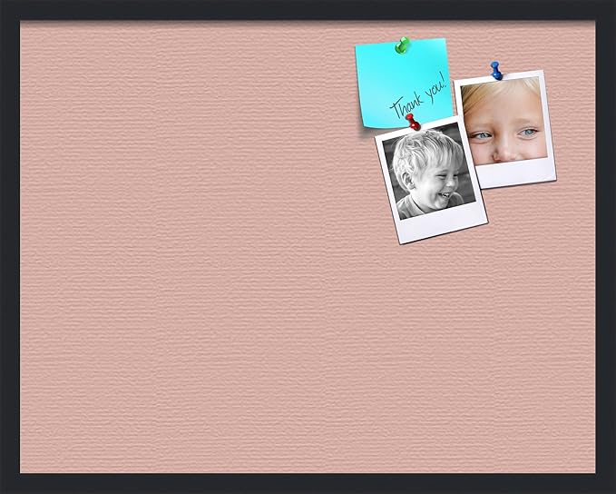 PinPix 28x22 Inch Cork Bulletin Board. This Decorative Framed Pin Board Comes with Pink Pastel Design and a Satin Black Frame. Ideal for Home Office Decor or Message Board (PinPix-1813)