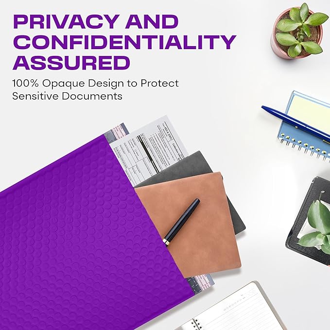 Purple Large Poly Bubble Mailers 9.5x14.5 inch #4 | Self Seal Padded Envelopes Cushioned Bubble Mailer | Usable Size 9.5x13.5 | WaterProof | Lightweight mailing Shipping Bags | 100 Pack Bulk