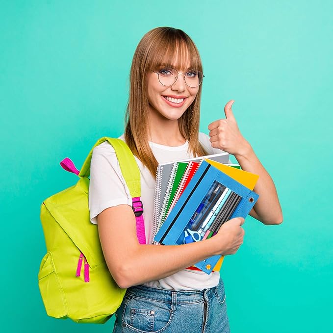 Gloween Pencil Pouch for 3 Ring Binder, 72 Pack Zipper Pencil Pouches/Case in Assorted Color, Durable Binder Pencil Pouch/Bag for Office School Supplies (6 Colors)