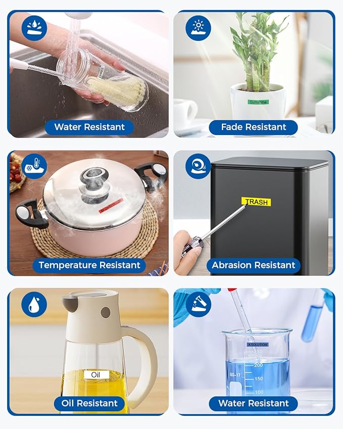 TZe TZ Tape 6mm 0.23" Laminated Colored Compatible for Brother P Touch TZe-211 TZe-111 Label Tape for PT-D210 D220 H110 D400 Label Maker, Black on White/Clear/Red/Blue/Yellow/Green, 1/4 Inch, 6-Pack