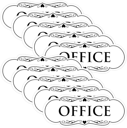 All Quality Designer Office Sign | Easy Installation - White - Large (10 Pack)