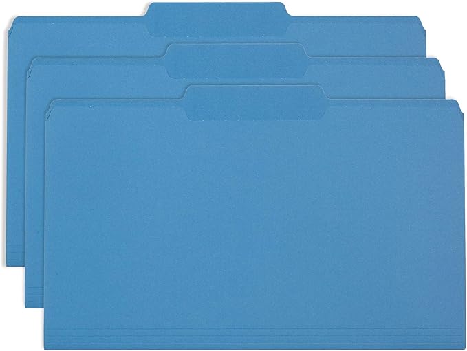 Blue Summit Supplies Blue Legal File Folders, Legal Size, 1/3 Cut Tab, Great for Organizing and Easy File Storage, File Folders 100 Count