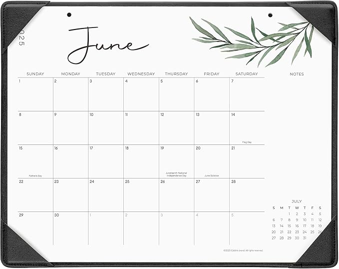 Cabbrix Desk Calendar 2025-2026 with Desktop Mat, Simple Desk Pad Calendar 15 x 12 Inch Include July 2025 to June 2026, Desk Blotter Calendar for Home School and Office