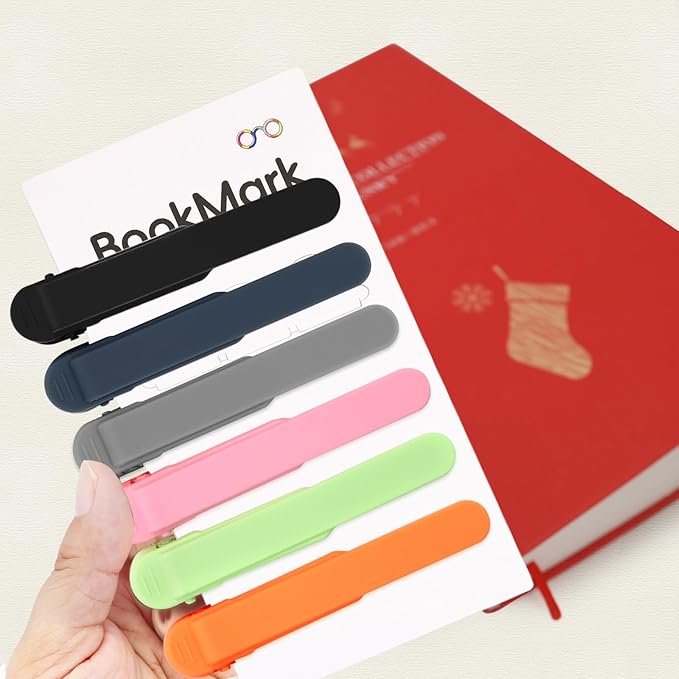 SMUK 6 Pieces Smart Silicone Bookmark, Cute Automatic Book Marks for Men Book Lovers Women, Book Marker Book Page Clip Reading Accessories Gifts for Reading Lovers