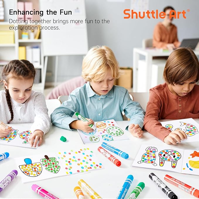 Shuttle Art Dot Markers, 15 Colors Washable Dot Markers for Toddlers,Bingo Daubers Supplies for Kids Preschool Children, Non Toxic Water-Based Bingo Daubers