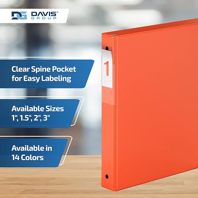 Premium Economy 6-Pack 3-Ring Binders for School or Office, Round-Ring Binders, 1 Inch, Orange