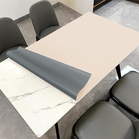 Leather Table Cover,1.8mm Thick,42x78 Inch Table Protector,Table Protector For Dining Room Table,Dining Table Cover,Table Cover Protector,Hule Para Mesa De Comedor(Off White+Light Gray,42x78)