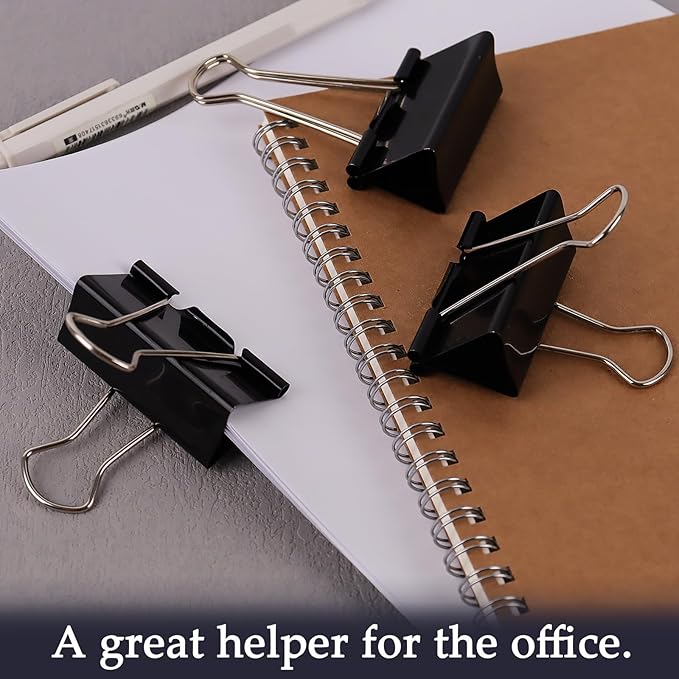 Extra Large Binder Clips (36 Pack) 2 Inch, Big Paper Clamps for Office Supplies, Black
