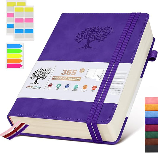 A5 Lined Journal Notebook - 365 Page Leather Journals for Writing Women & Men，Hardcover Notebook with 100Gsm Thick Pages，Daily Diary for Travel, Work，School，Note Taking，College Ruled (5.9" x 8.5")