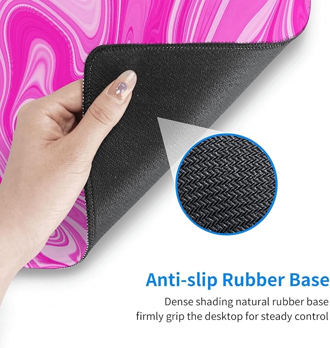 Hot Pink Digital Marble Fluid Liquid Marbled Pattern Topographic Contour Gaming Mouse Pad 31.5 X 11.8 Inch XL Extended Large Keyboard Non-Slip Rubber Base with Stitched Edges for Home Office