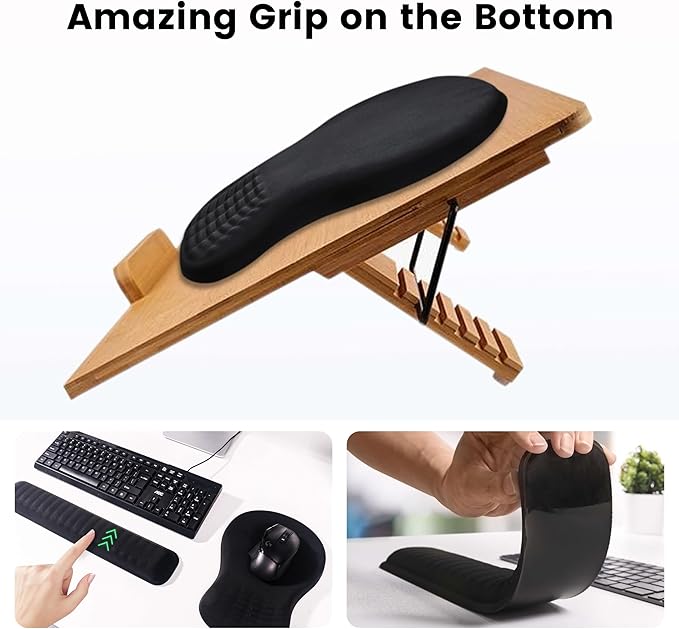 MEKASS Ergonomic Mouse Pad and Keyboard Wrist Rest Set, Super Soft Memory Foam Desk Wrist Support for Computer Keyboard, Non-Slip Arm Palm Rests Cushion for Typing Gaming Office (Dark Gray)