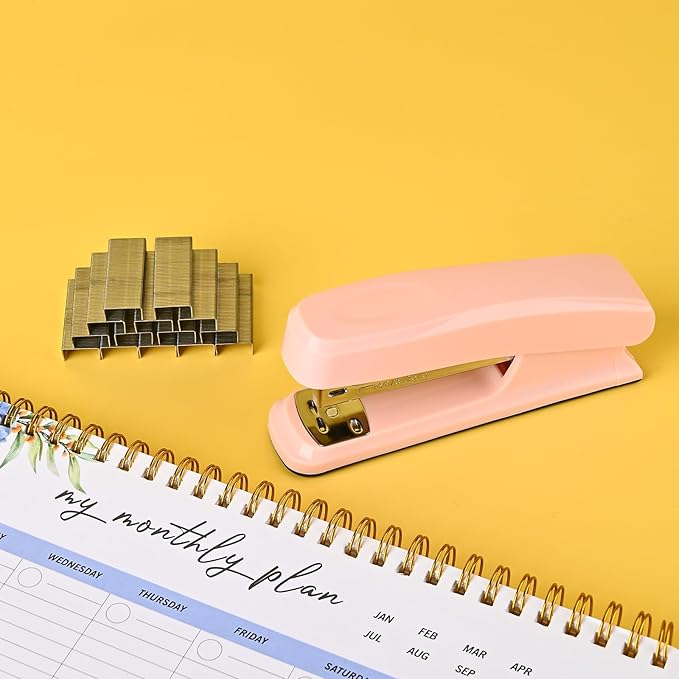 Temiary Staplers for Desk with 2000 Staples Standard, Jam Free, Reduced Effort, Stapler for School Office Home Supplies (Pink)