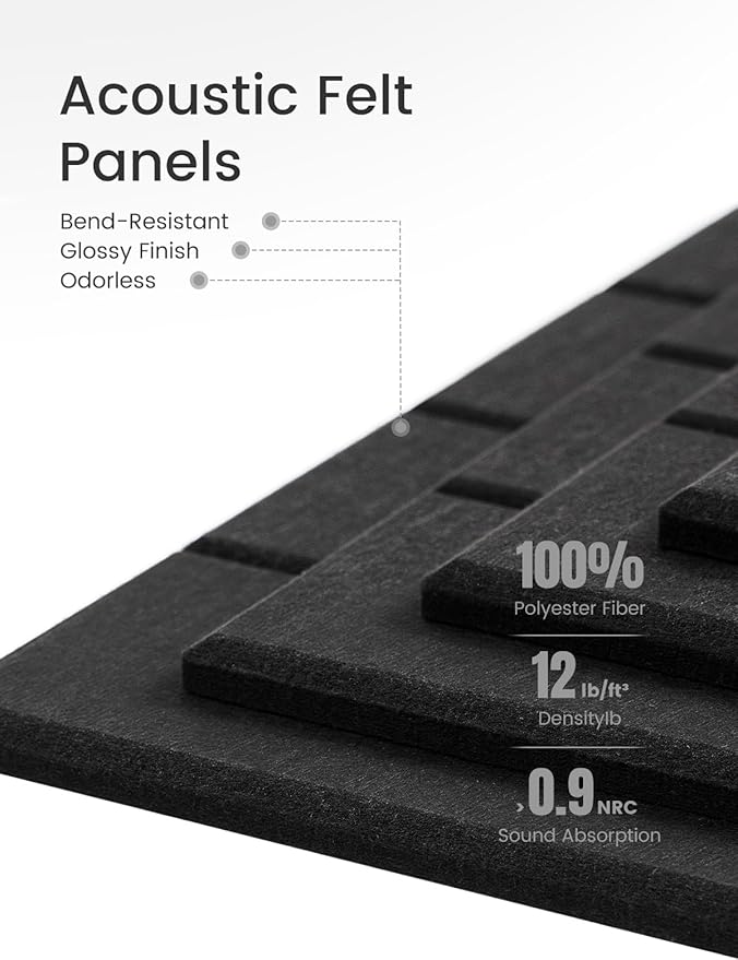 Felt Bulletin Board Tiles Large 36" x 24" Cork Board Alternative-6 Pack with 40 Adhesive Tabs, Thick Slat Wall Panels for Office Decor, Push Pin Board Wall Organizer Alternative - Black