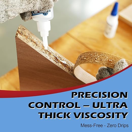 Professional Grade Cyanoacrylate Super Glue, Ultra Thick Viscosity CA Glue for Woodworking, 1 oz. (28.3 Grams) - Instant Adhesive for Woodworking, Gap Filling, Heavy Duty Wood Bonding