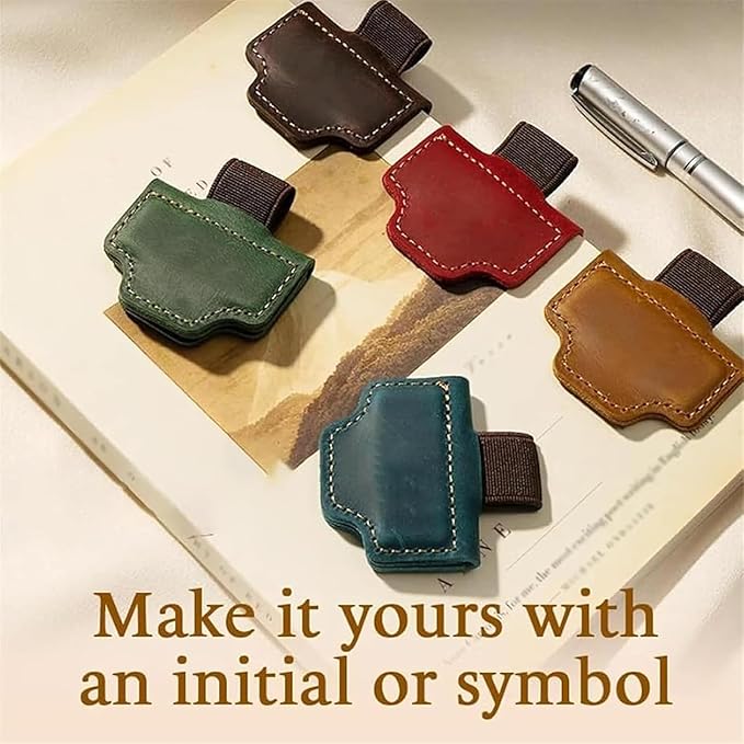 Bookmark with Pen Holder, 2026 New Bygonemark Personalized Magnetic Leather Bookmark, Strong Magnetic for Any Book, Handmade Page Mark Colorful for Booklovers (Red, A)