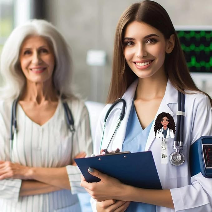 Doctor ID Badge Reel Holder Retractable Medical Badge Reels Designs Cute and Funny Doctor ID Badge Shirt Clip Holders for Teacher Office Retractable Nursing Social Worker Badge Reel Accessories