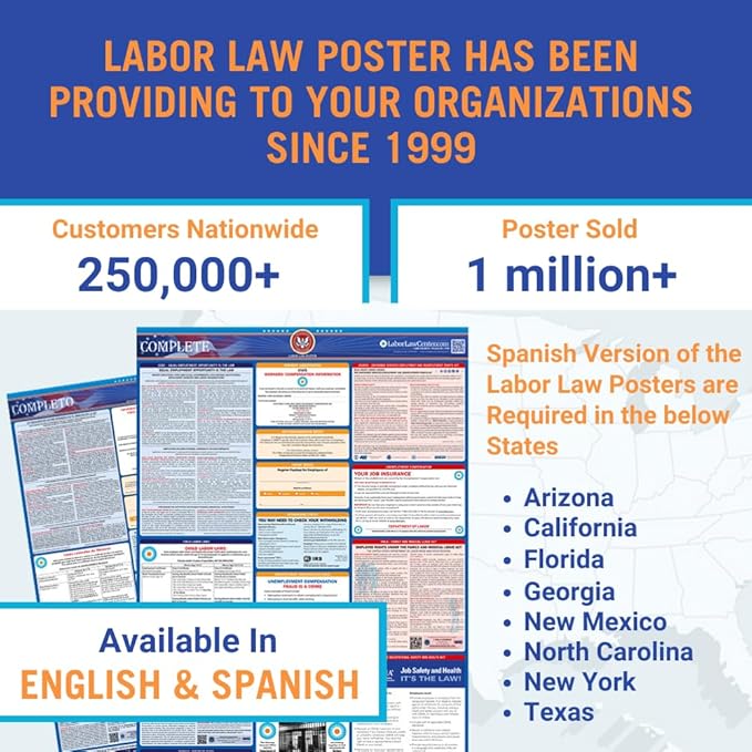 2025 Rhode Island Labor Law Poster- State, Federal, OSHA Compliant- Workplace Required Posting for Employees- English Employment Poster- UV Laminated Waterproof- 26" x 39.5”- English