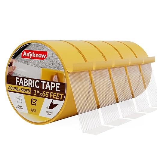 Heavy Duty Double Sided Mesh Tape - Professional Strong Hold Removable Tape for Rug, Carpet, Wall & Clothing, No Residue and No Damage Guaranteed （5 Rolls, 1" x 66FT