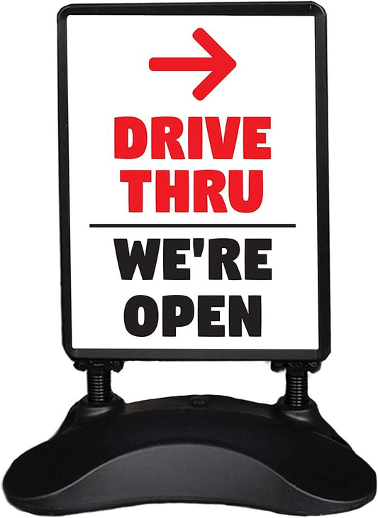 Outdoor Message Board Sidewalk Sign Open Drive Thru Take Out Sign Double Sided Restaurant Business Swinging Sign (Drive Thru)